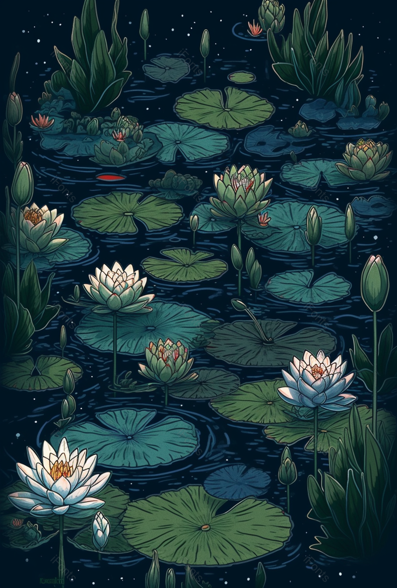 国潮风初夏含苞待放莲花插画素材,插画/手绘图,插画/手绘图库,插画/手绘图下载,插画/手绘